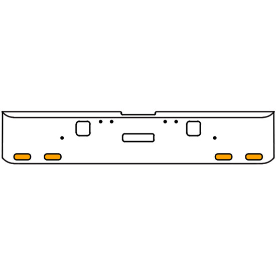 22 Inch Chrome Texas Rolled End Bumper Kit With Center Tow And Hook Holes And 4 Oval Amber-Clear Chrome Lights For Freightliner Classic 120, 132 Xl 2002- 2007
