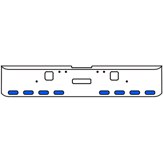 22 Inch Chrome Texas Rolled End Bumper Kit With Center Tow And Hook Holes And 8 Oval Amber-Blue Dual Revolution Lights With Visors For Freightliner Classic 120, 132 Xl 2002- 2007