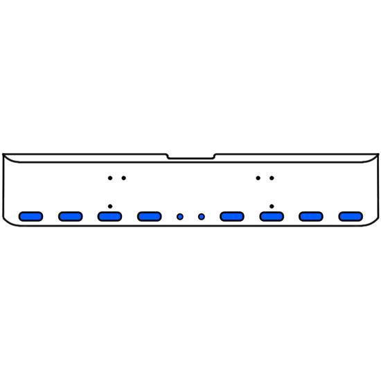 18 Inch Chrome Texas Rolled End Bumper Kit With Bolt Holes And 8 Oval-2 Round 2 Inch Amber-Blue Dual Revolution Lights For Freightliner Classic 120, 132 Xl 2008- 2010