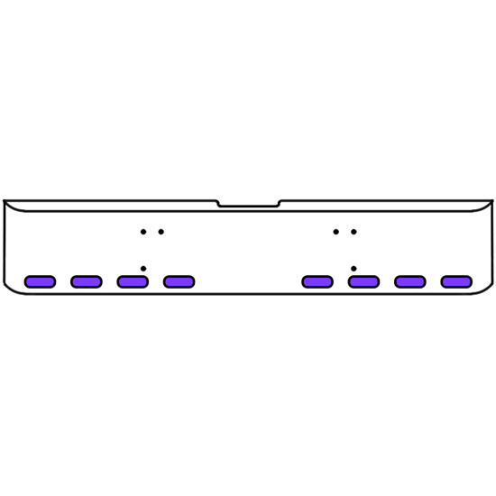 20 Inch Chrome Texas Rolled End Bumper Kit With Bolt Holes And 8 Oval Amber-Purple Dual Revolution Lights For Freightliner Classic 120, 132 Xl 2008- 2010