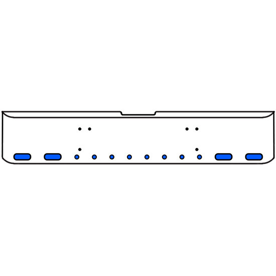 20 Inch Chrome Texas Rolled End Bumper Kit With Bolt Holes And 4 Oval-8 Round 2 Inch Amber-Blue Dual Revolution Lights With Visors For Freightliner Classic 120, 132 Xl 2008- 2010