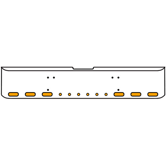 20 Inch Chrome Texas Rolled End Bumper Kit With Bolt Holes And 6 Oval-6 Round 2 Inch Amber-Clear Chrome Lights For Freightliner Classic 120, 132 Xl 2008- 2010