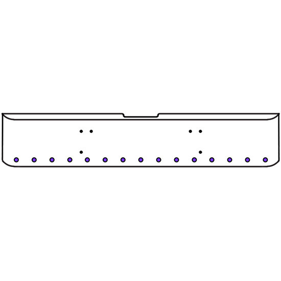 20 Inch Chrome Texas Rolled End Bumper Kit With Bolt Holes And 15 Round 2 Inch Amber-Purple Dual Revolution Lights For Freightliner Classic 120, 132 Xl 2008- 2010