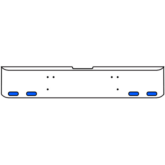 22 Inch Chrome Texas Rolled End Bumper Kit With Bolt Holes And 4 Oval Amber-Blue Dual Revolution Lights For Freightliner Classic 120, Xl 132 1990 - 2010