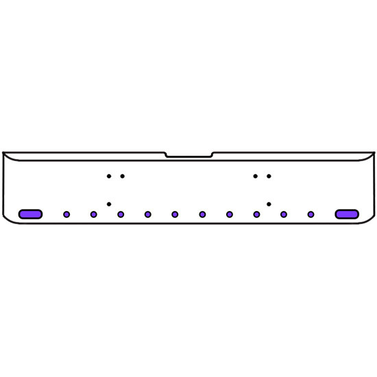 22 Inch Chrome Texas Rolled End Bumper Kit With Bolt Holes And 2 Oval-10 Round 2 Inch Amber-Purple Dual Revolution Lights With Visors For Freightliner Classic 120, Xl 132 1990 - 2010