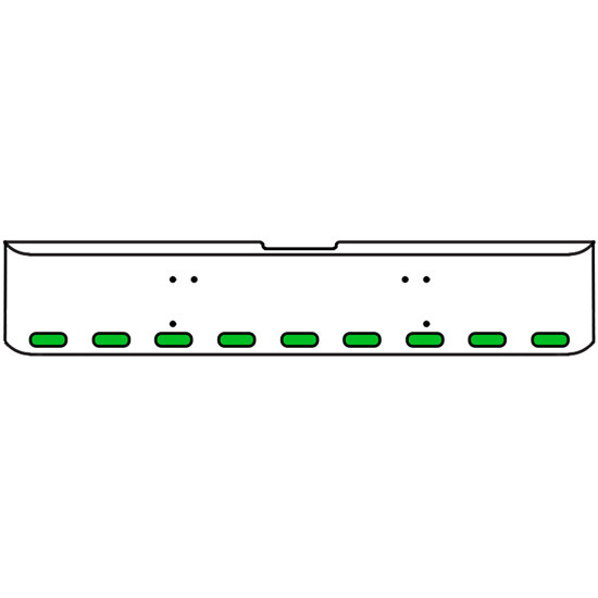 22 Inch Chrome Texas Rolled End Bumper Kit With Bolt Holes And 9 Oval Amber-Green Dual Revolution Lights For Freightliner Classic 120, Xl 132 1990 - 2010