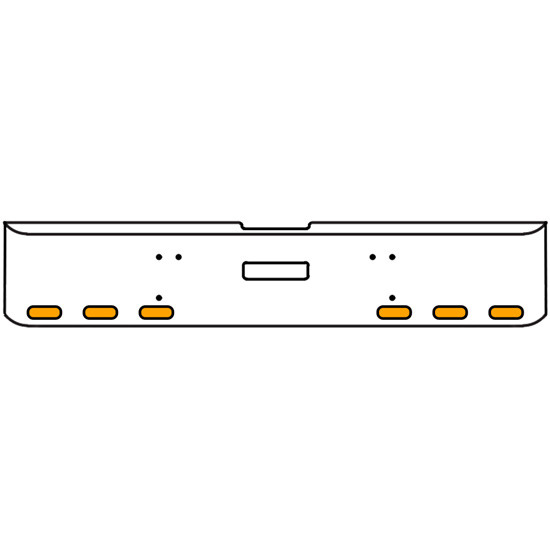 18 Inch Chrome Texas Rolled End Bumper Kit With Center Tow Hole And 6 Oval Amber-Clear Chrome Lights With Visors For Freightliner Classic 120, 132 Xl 2008- 2010