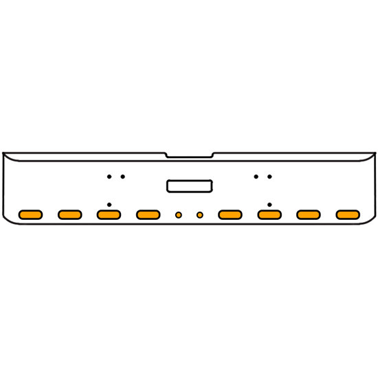 18 Inch Chrome Texas Rolled End Bumper Kit With Center Tow Hole And 8 Oval-2 Round 2 Inch Amber-Clear Chrome Lights With Visors For Freightliner Classic 120, 132 Xl 2008- 2010