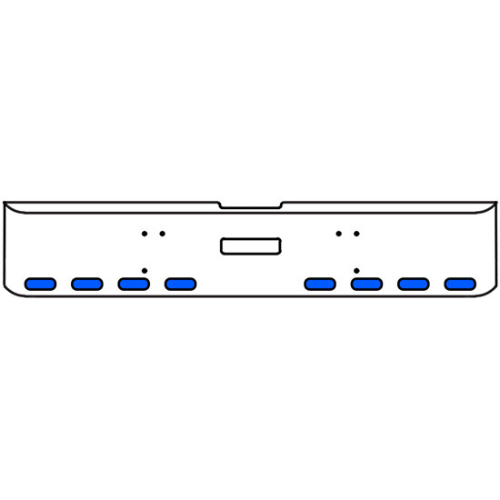 18 Inch Chrome Texas Rolled End Bumper Kit With Center Tow Hole And 8 Oval Amber-Blue Dual Revolution Lights For Freightliner Classic 120, 132 Xl 2008- 2010