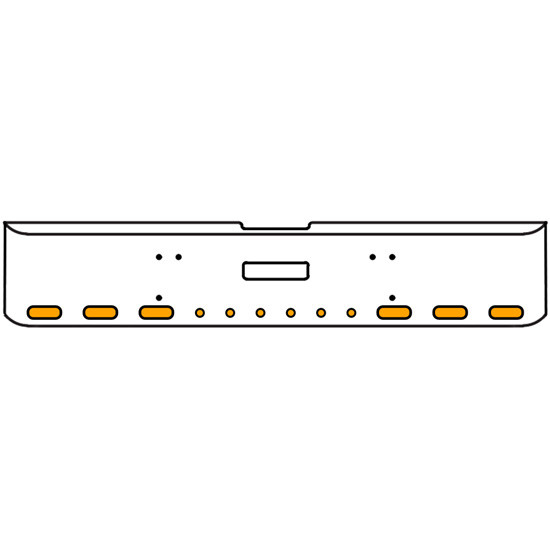 20 Inch Chrome Texas Rolled End Bumper Kit With Center Tow Hole And 6 Oval-6 Round 2 Inch Amber-Clear Chrome Lights For Freightliner Classic 120, 132 Xl 2008- 2010