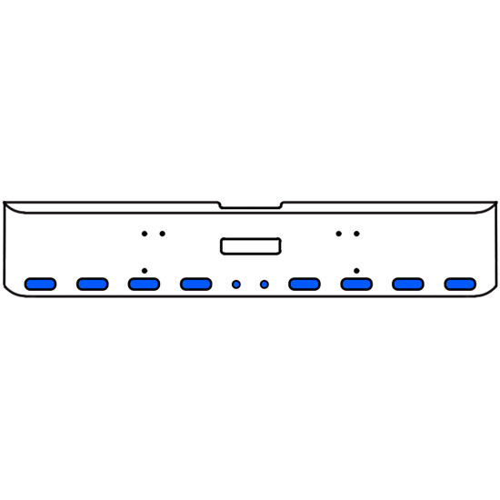 20 Inch Chrome Texas Rolled End Bumper Kit With Center Tow Hole And 8 Oval-2 Round 2 Inch Amber-Blue Dual Revolution Lights For Freightliner Classic 120, 132 Xl 2008- 2010