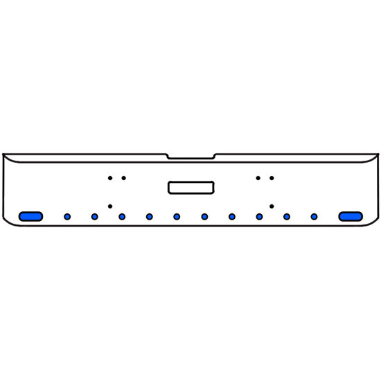 22 Inch Chrome Texas Rolled End Bumper Kit With Center Tow Hole And 2 Oval-10 Round 2 Inch Amber-Blue Dual Revolution Lights For Freightliner Classic 120, Xl 132 1990 - 2010