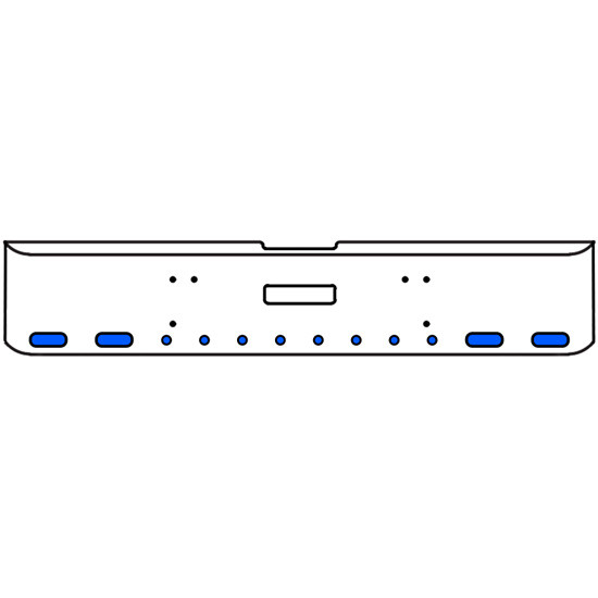 22 Inch Chrome Texas Rolled End Bumper Kit With Center Tow Hole And 4 Oval-8 Round 2 Inch Amber-Blue Dual Revolution Lights For Freightliner Classic 120, Xl 132 1990 - 2010