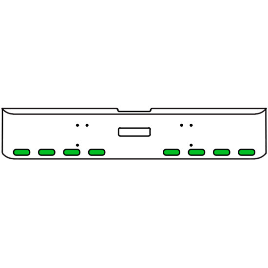22 Inch Chrome Texas Rolled End Bumper Kit With Center Tow Hole And 8 Oval Amber-Green Dual Revolution Lights For Freightliner Classic 120, Xl 132 1990 - 2010