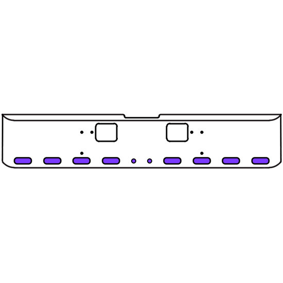18 Inch Chrome Texas Rolled End Bumper Kit With Hook Holes And 8 Oval-2 Round 2 Inch Amber-Purple Dual Revolution Lights For Freightliner Classic 120, 132 Xl 2008- 2010