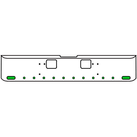 18 Inch Chrome Texas Rolled End Bumper Kit With Hook Holes And 2 Oval-10 Round 2 Inch Amber-Green Dual Revolution Lights With Visors For Freightliner Classic 120, 132 Xl 2008- 2010