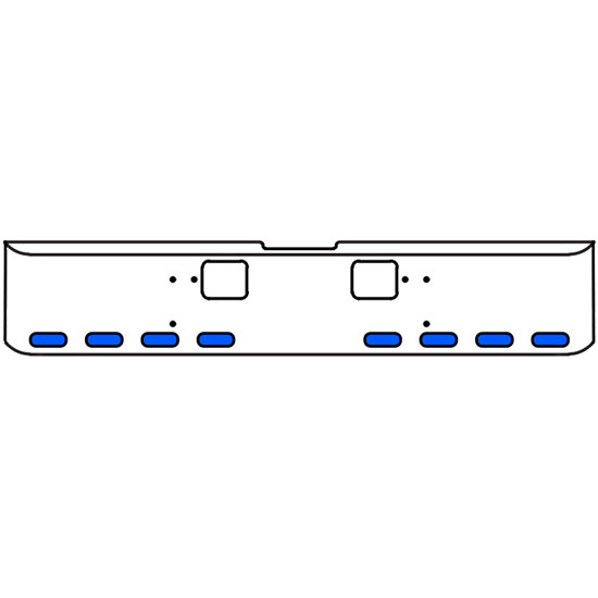 18 Inch Chrome Texas Rolled End Bumper Kit With Hook Holes And 8 Oval Amber-Blue Dual Revolution Lights For Freightliner Classic 120, 132 Xl 2008- 2010