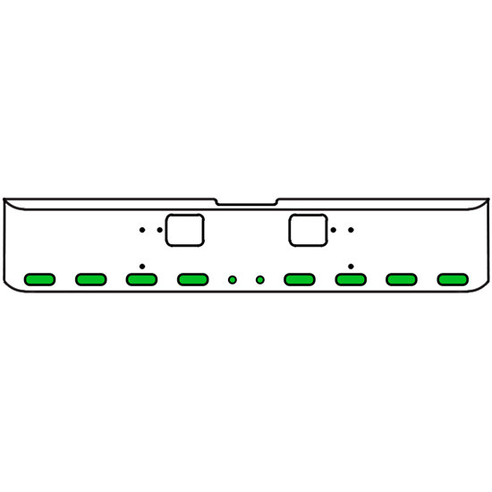 20 Inch Chrome Texas Rolled End Bumper Kit With Hook Holes And 8 Oval-2 Round 2 Inch Amber-Green Dual Revolution Lights For Freightliner Classic 120, 132 Xl 2008- 2010