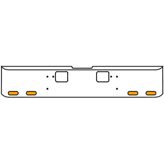 20 Inch Chrome Texas Rolled End Bumper Kit With Hook Holes And 4 Oval Amber-Clear Chrome Lights With Visors For Freightliner Classic 120, 132 Xl 2008- 2010