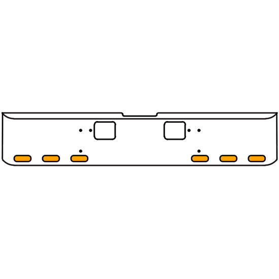 20 Inch Chrome Texas Rolled End Bumper Kit With Hook Holes And 6 Oval Amber-Clear Chrome Lights With Visors For Freightliner Classic 120, 132 Xl 2008- 2010