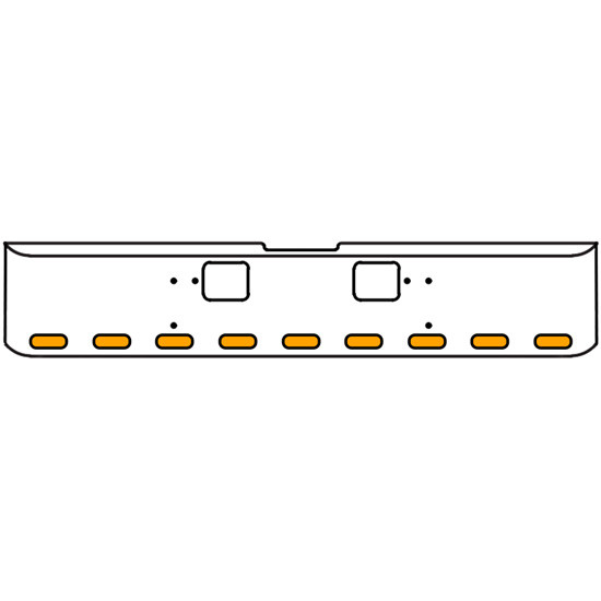 22 Inch Chrome Texas Rolled End Bumper Kit With Hook Holes And 9 Oval Amber-Clear Chrome Lights With Visors For Freightliner Classic 120, Xl 132 1990 - 2010