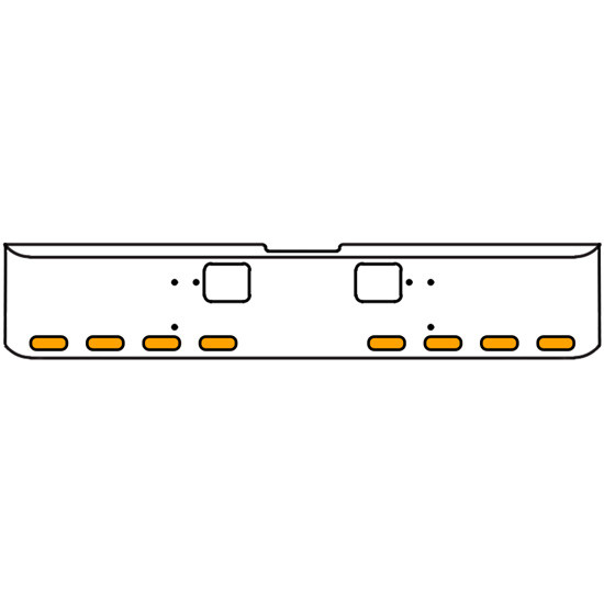 22 Inch Chrome Texas Rolled End Bumper Kit With Hook Holes And 8 Oval Amber Mirage Lights For Freightliner Classic 120, Xl 132 1990 - 2010
