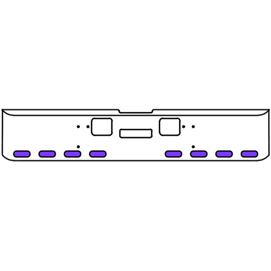 18 Inch Chrome Texas Rolled End Bumper Kit With Center Tow And Hook Holes And 8 Oval Amber-Purple Dual Revolution Lights For Freightliner Classic 120, 132 Xl 2008- 2010