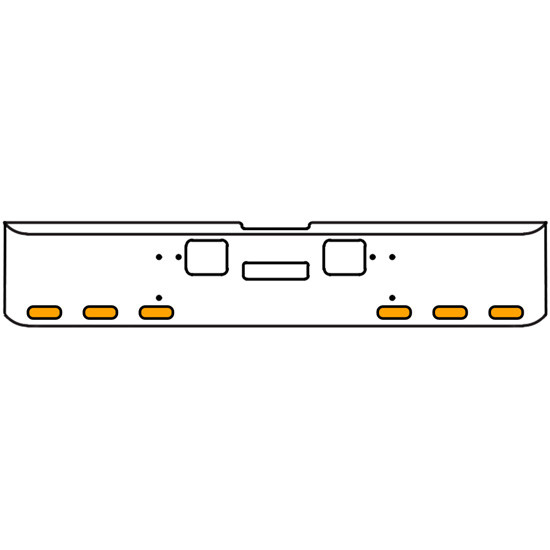 18 Inch Chrome Texas Rolled End Bumper Kit With Center Tow And Hook Holes And 6 Oval Amber-Clear Mirage Lights For Freightliner Classic 120, 132 Xl 2008- 2010