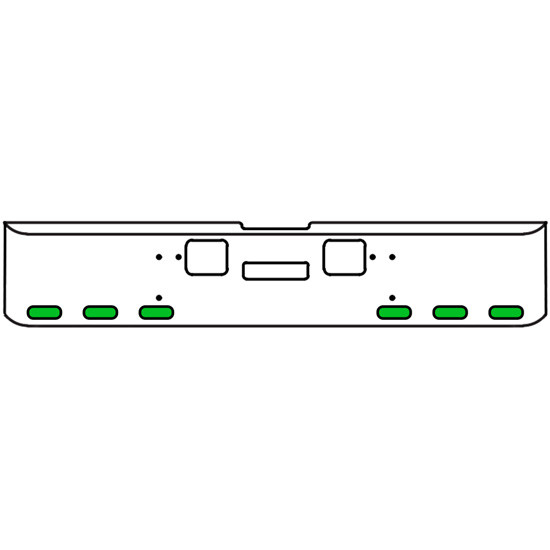 18 Inch Chrome Texas Rolled End Bumper Kit With Center Tow And Hook Holes And 6 Oval Amber-Green Dual Revolution Lights With Visors For Freightliner Classic 120, 132 Xl 2008- 2010