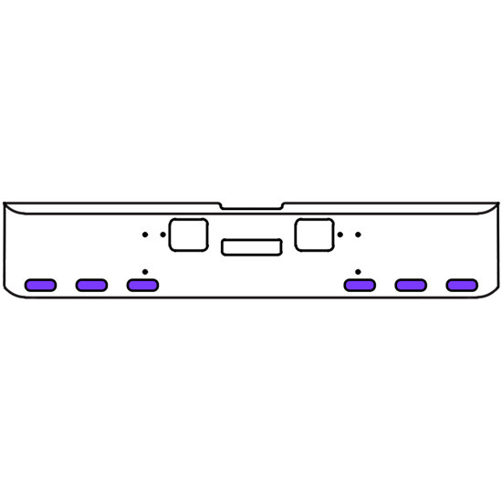 22 Inch Chrome Texas Rolled End Bumper Kit With Center Tow And Hook Holes And 6 Oval Amber-Purple Dual Revolution Lights With Visors For Freightliner Classic 120, Xl 132 1990 - 2010