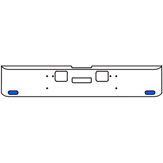 22 Inch Chrome Texas Rolled End Bumper Kit With Center Tow And Hook Holes And 2 Oval Amber-Blue Dual Revolution Lights With Visors For Freightliner Classic 120, Xl 132 1990 - 2010