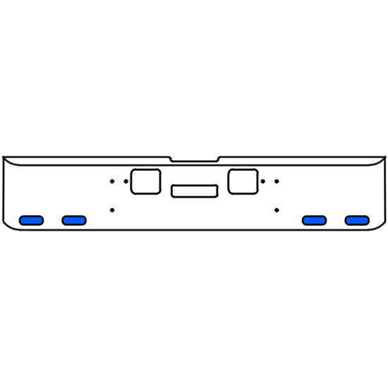 22 Inch Chrome Texas Rolled End Bumper Kit With Center Tow And Hook Holes And 4 Oval Amber-Blue Dual Revolution Lights With Visors For Freightliner Classic 120, Xl 132 1990 - 2010