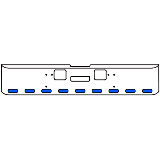 22 Inch Chrome Texas Rolled End Bumper Kit With Center Tow And Hook Holes And 9 Oval Amber-Blue Dual Revolution Lights For Freightliner Classic 120, Xl 132 1990 - 2010