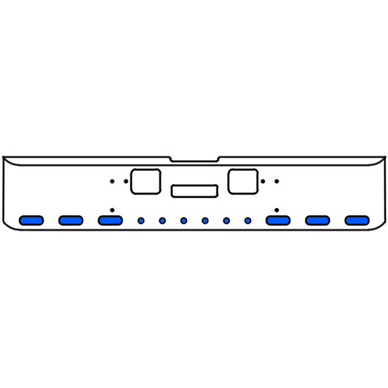 22 Inch Chrome Texas Rolled End Bumper Kit With Center Tow And Hook Holes And 6 Oval-6 Round 2 Inch Amber-Blue Dual Revolution Lights With Visors For Freightliner Classic 120, Xl 132 1990 - 2010