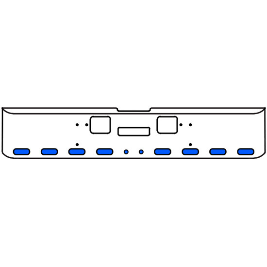 22 Inch Chrome Texas Rolled End Bumper Kit With Center Tow And Hook Holes And 8 Oval-2 Round 2 Inch Amber-Blue Dual Revolution Lights With Visors For Freightliner Classic 120, Xl 132 1990 - 2010