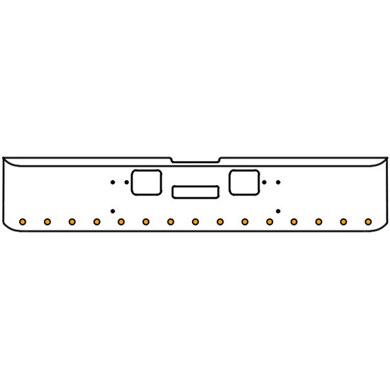 22 Inch Chrome Texas Rolled End Bumper Kit With Center Tow And Hook Holes And 15 Round 2 Inch Amber Lights With Visors For Freightliner Classic 120, Xl 132 1990 - 2010