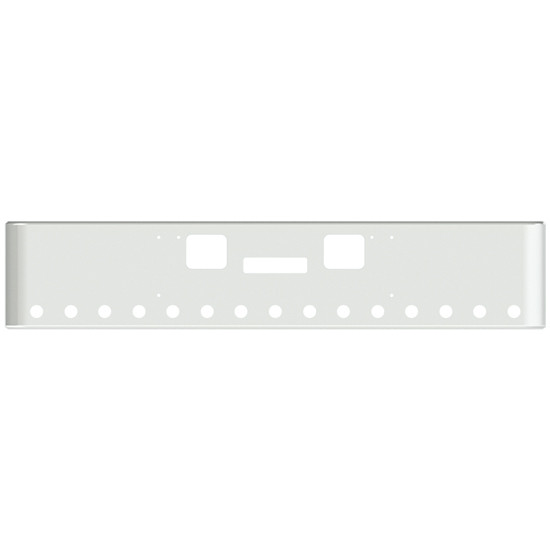 18 Inch Chrome Rolled End American Eagle Bumper With Tow, Step, 15 - 2 Inch Round Light Holes