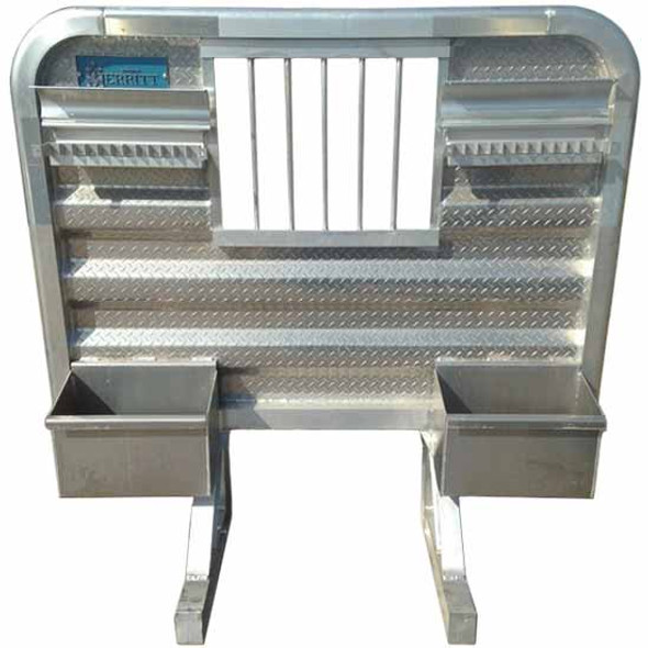 Merritt Aluminum 73 X 78 Inch Dyna-Light Cab Rack W/ Jail Bar Window, 2 - 24 Inch Trays & Radius Corners
