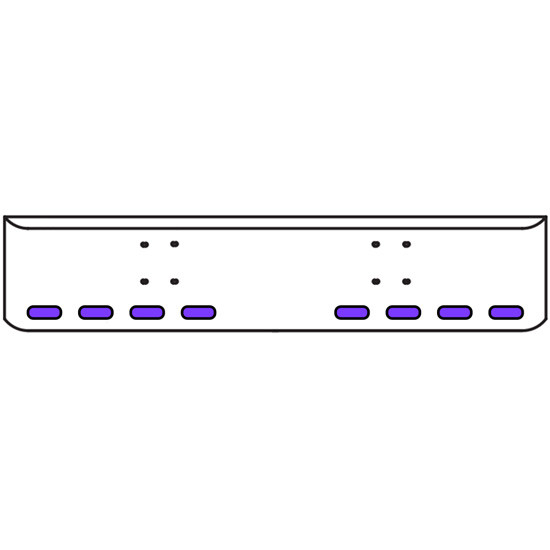 20 Inch Chrome Texas Rolled End Bumper Kit With Bolt Holes And 8 Oval Amber-Purple Dual Revolution Lights For International 9900 Ix 2000 Thru 2011