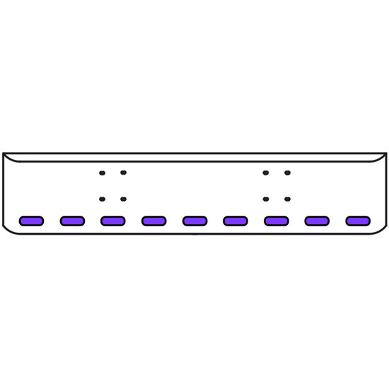 22 Inch Chrome Texas Rolled End Bumper Kit With Bolt Holes And 9 Oval Amber-Purple Dual Revolution Lights For International 9900 Ix 2000 Thru 2011