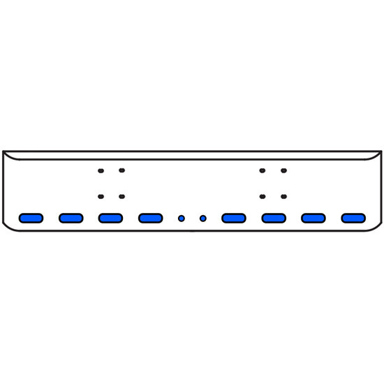 22 Inch Chrome Texas Rolled End Bumper Kit With Bolt Holes And 8 Oval-2 Round 2 Inch Amber-Blue Dual Revolution Lights With Visors For International 9900 Ix 2000 Thru 2011