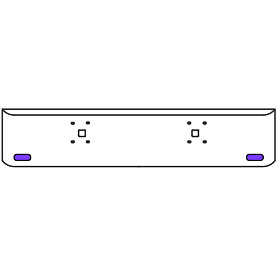 18 Inch Chrome Texas Rolled End Bumper Kit With Tow Holes And 2 Oval Amber-Purple Dual Revolution Lights With Visors For International 9900 Ix 2000 Thru 2011