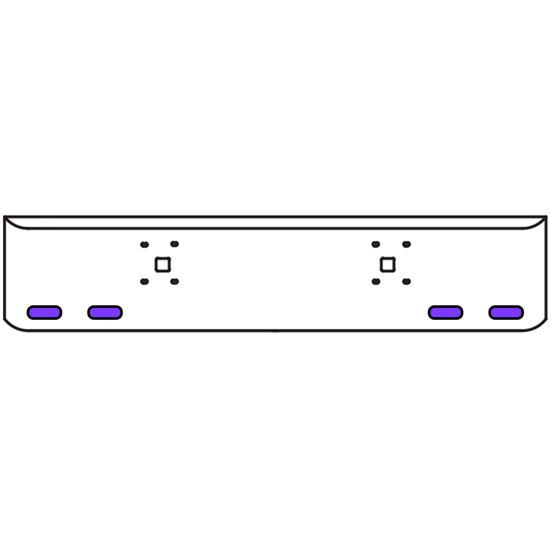 18 Inch Chrome Texas Rolled End Bumper Kit With Tow Holes And 4 Oval Amber-Purple Dual Revolution Lights With Visors For International 9900 Ix 2000 Thru 2011