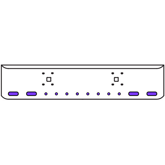 18 Inch Chrome Texas Rolled End Bumper Kit With Tow Holes And 4 Oval-8 Round 2 Inch Amber-Purple Dual Revolution Lights For International 9900 Ix 2000 Thru 2011