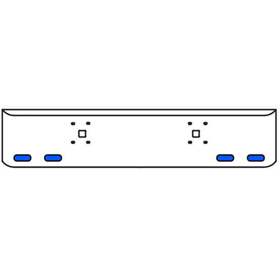 18 Inch Chrome Texas Rolled End Bumper Kit With Tow Holes And 4 Oval Amber-Blue Dual Revolution Lights For International 9900 Ix 2000 Thru 2011