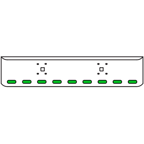 18 Inch Chrome Texas Rolled End Bumper Kit With Tow Holes And 9 Oval Amber-Green Dual Revolution Lights For International 9900 Ix 2000 Thru 2011