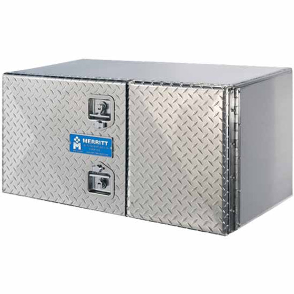 Merritt 24 X 24 X 60 Inch Smooth Aluminum Tool Box W/ Diamond Plate Double Doors