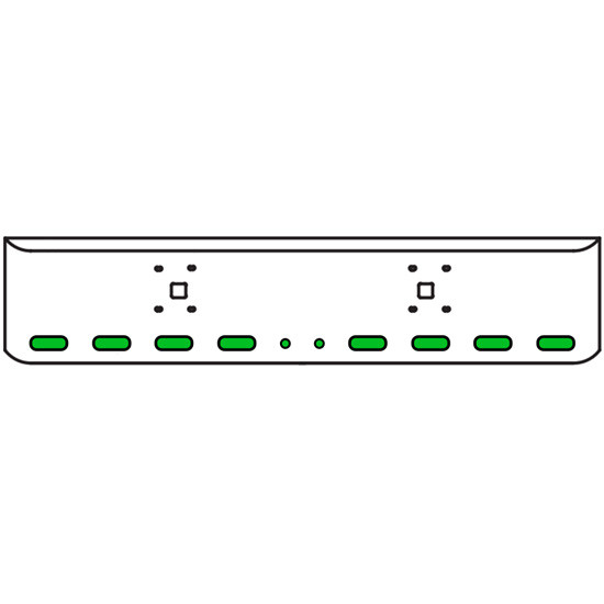 18 Inch Chrome Texas Rolled End Bumper Kit With Tow Holes And 8 Oval-2 Round 2 Inch Amber-Green Dual Revolution Lights With Visors For International 9900 Ix 2000 Thru 2011