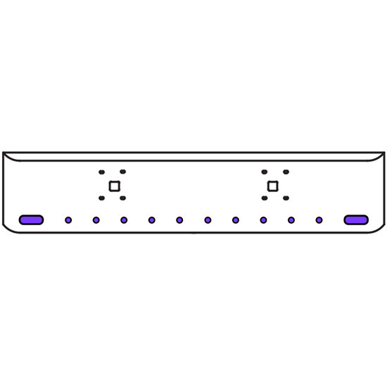 20 Inch Chrome Texas Rolled End Bumper Kit With Tow Holes And 2 Oval-10 Round 2 Inch Amber-Purple Dual Revolution Lights With Visors For International 9900 Ix 2000 Thru 2011