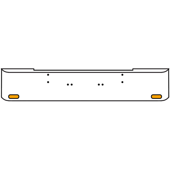18 Inch 7 Gauge Chrome Texas Rolled End Bumper With Bolt Holes, 2 Oval Amber-Clear Mirage Lights Without Visor For Kenworth W900A 1967 Thru 1981